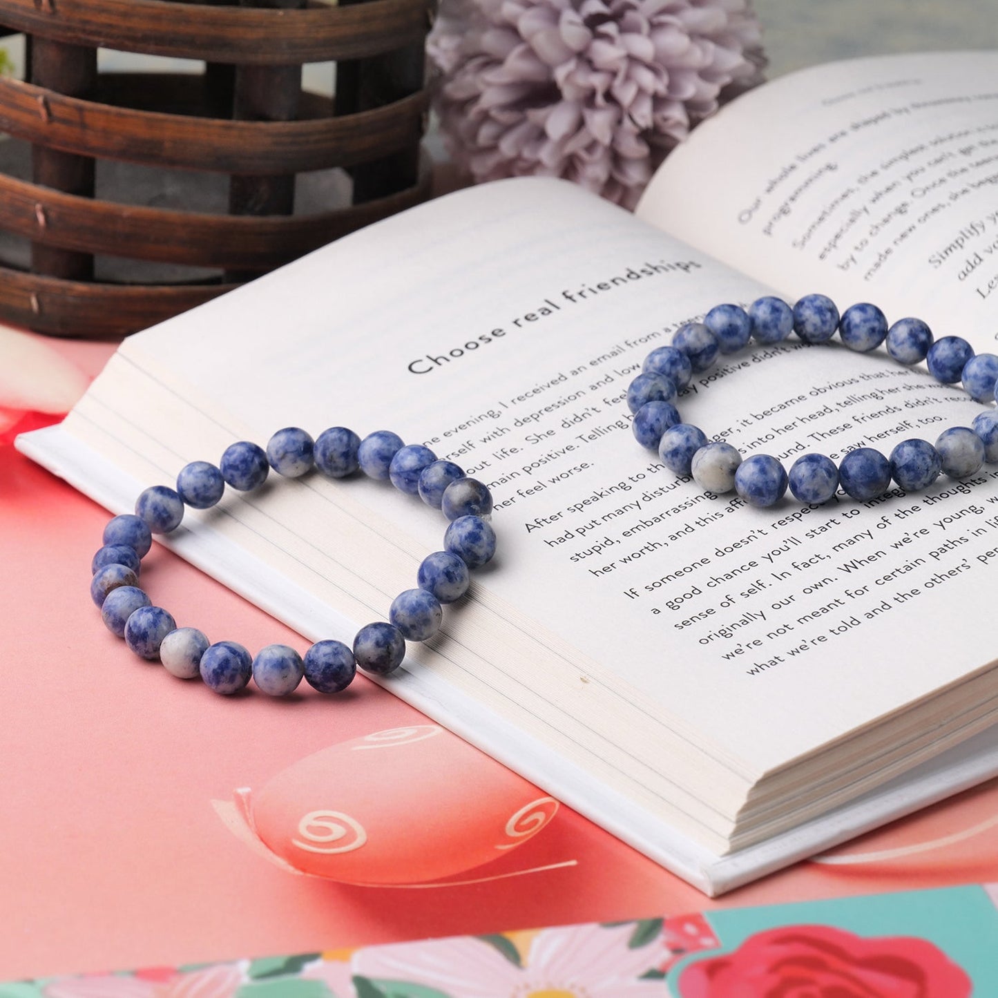 Sodalite Crystal Bracelet (Bead Size: 8mm, Length: 6-7 Inch)