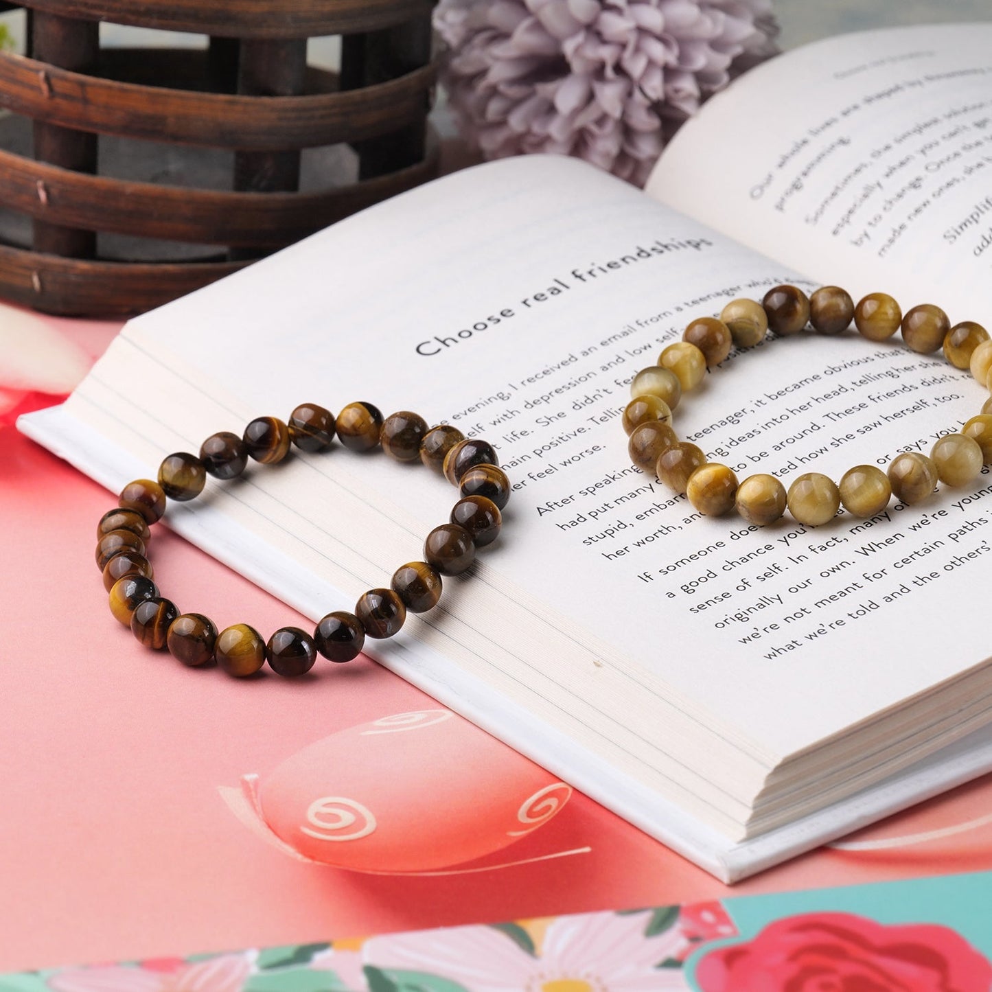 Tiger Eye Healing Crystal Bracelet (8mm Beads, Size: 6-7 Inch)