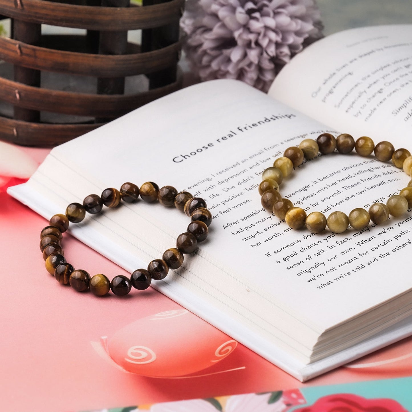 Tiger Eye Healing Crystal Bracelet (8mm Beads, Size: 6-7 Inch)