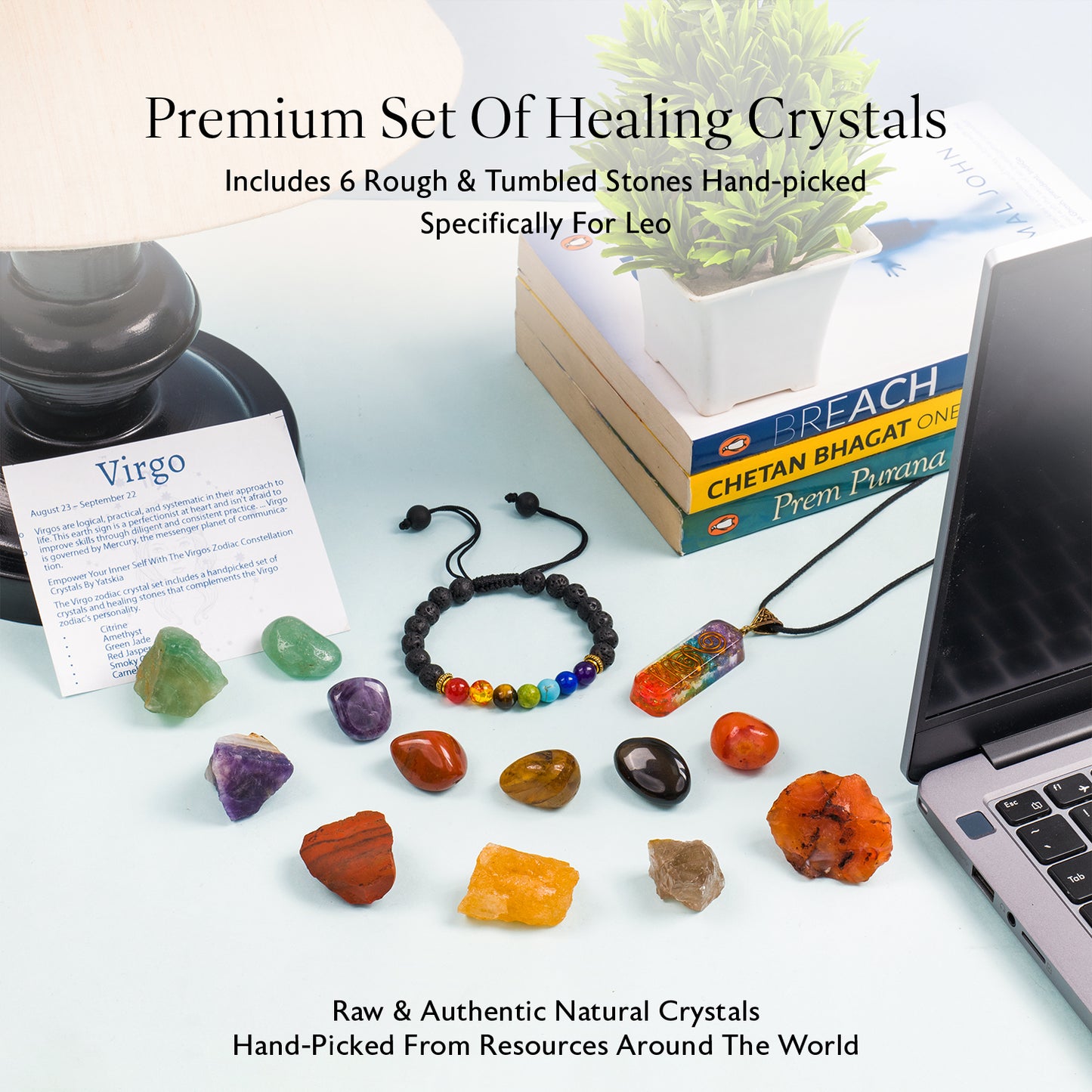 Virgo Zodiac Crystals & Gemstones Kit for Women & Men (August 23 to September 22)