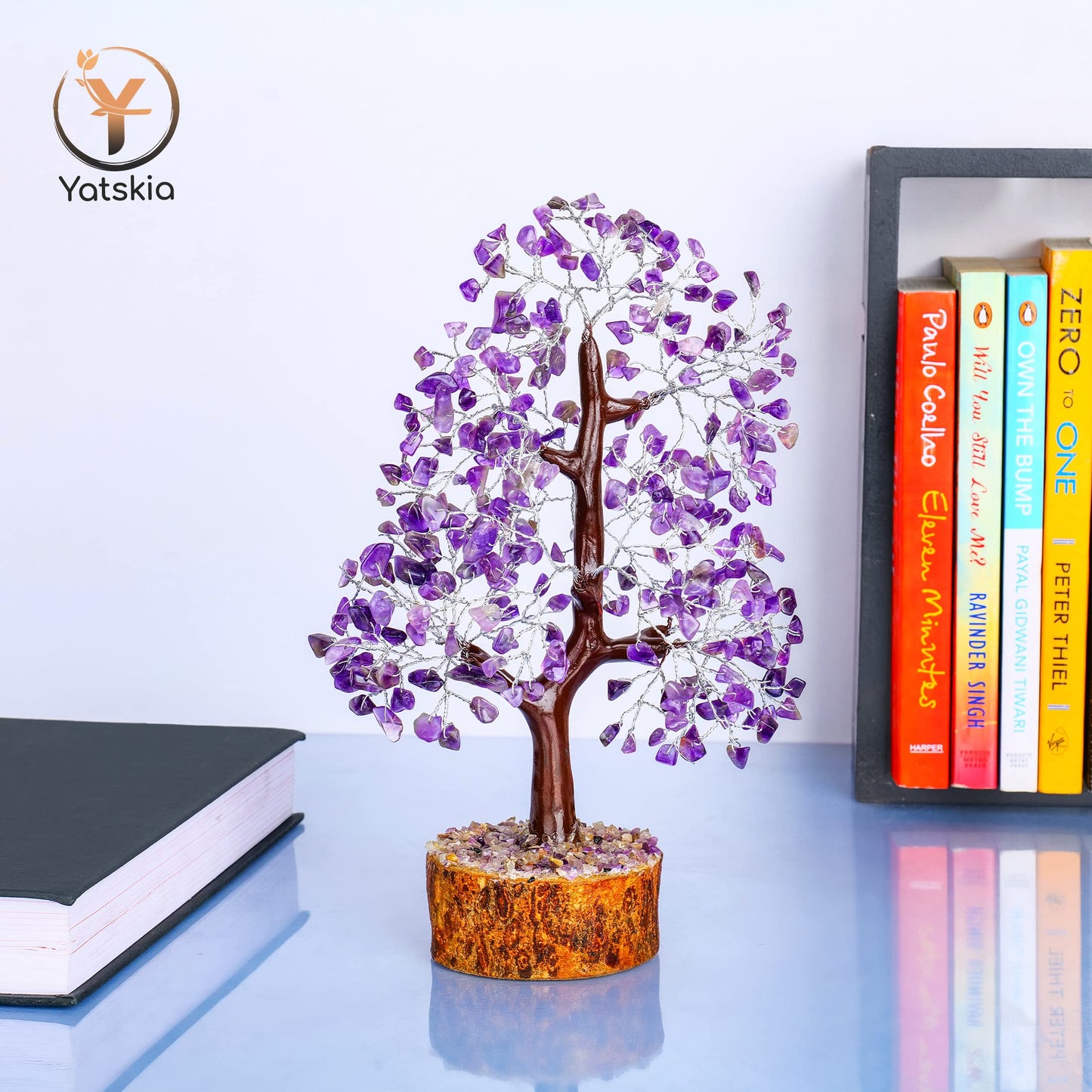 Amethyst Crystal Tree (Silver Wire, 10-12 Inch, 300 Beads)