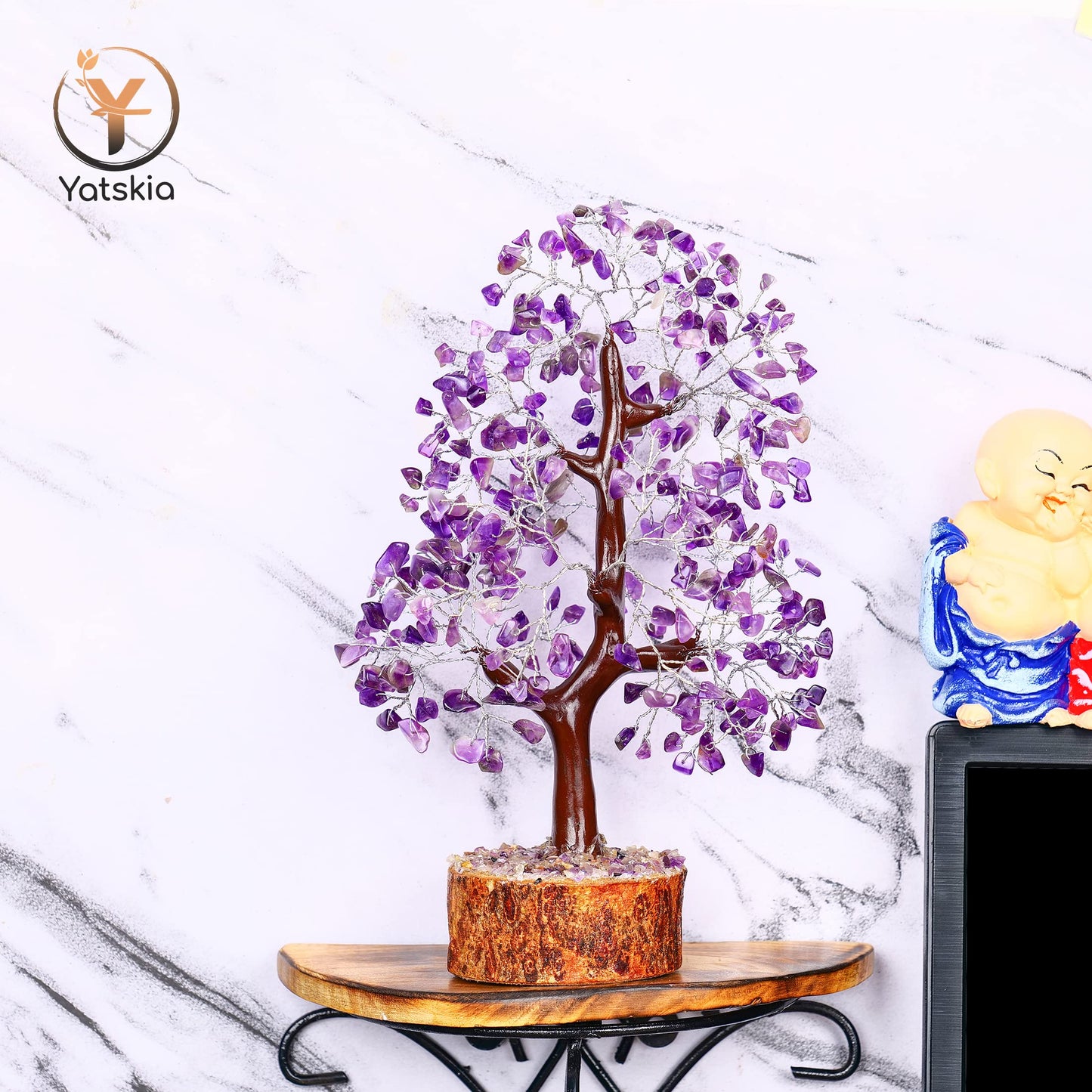 Amethyst Crystal Tree (Silver Wire, 10-12 Inch, 300 Beads)