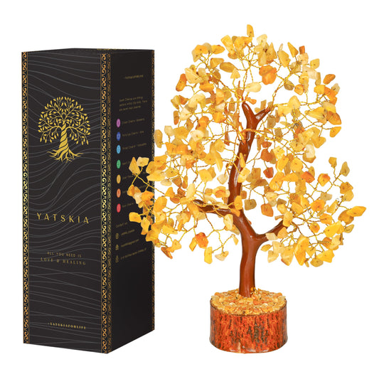 Yellow Aventurine Crystal Tree (Golden Wire, 10-12 Inch, 300 Beads)