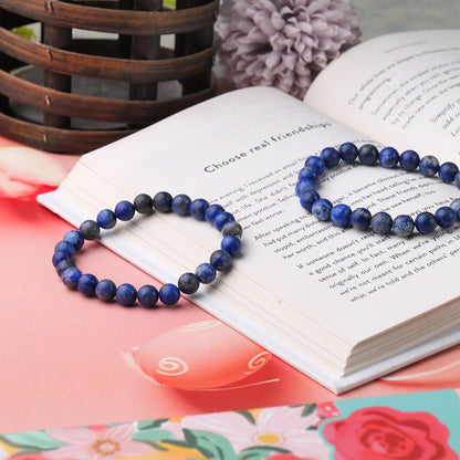 Lapis Lazuli Healing Crystal Bracelet (8mm Beads, Size: 6-7 Inch)