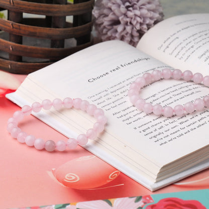 Rose Quartz Healing Crystal Bracelet (8mm Beads, Size: 6-7 Inch)