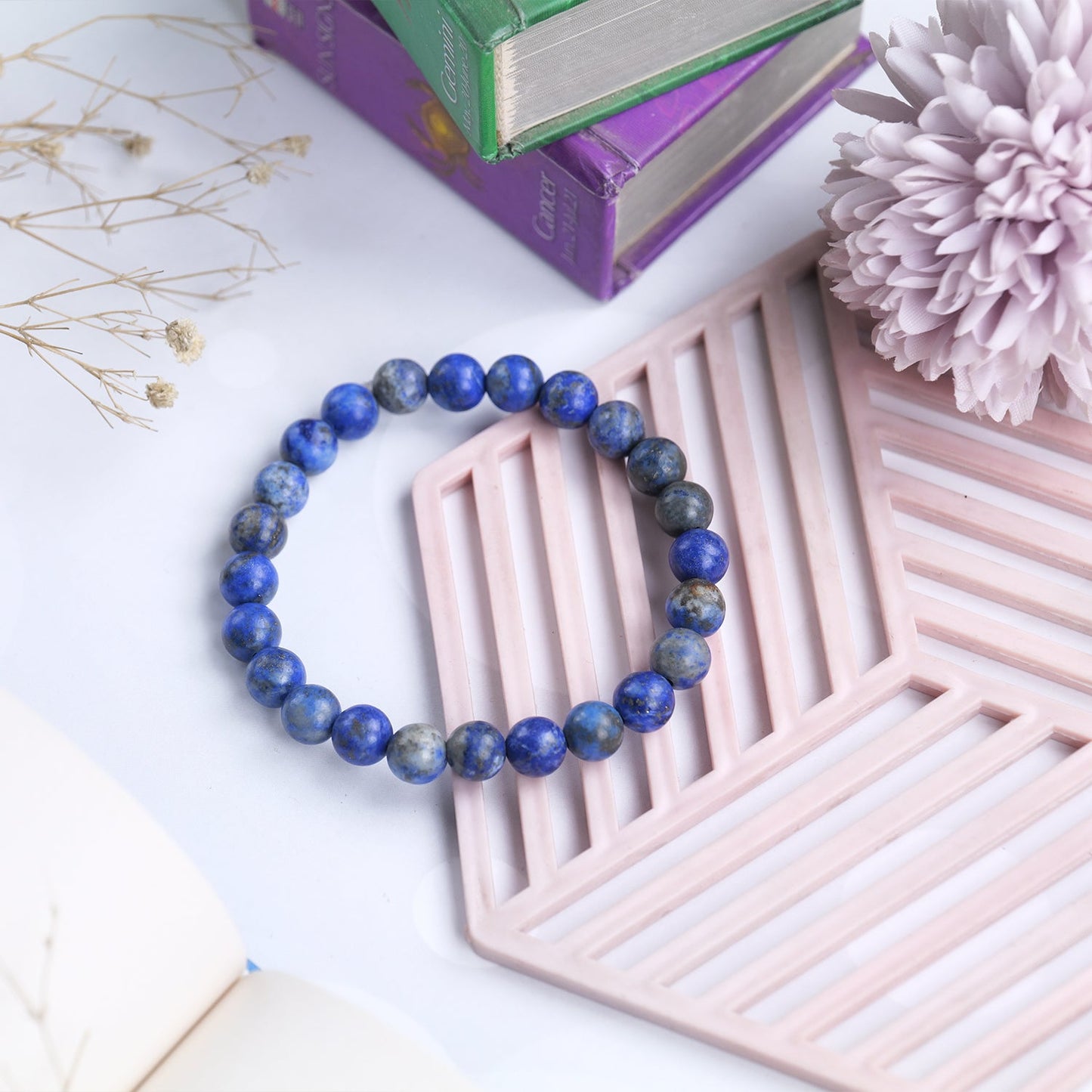 Lapis Lazuli Healing Crystal Bracelet (8mm Beads, Size: 6-7 Inch)