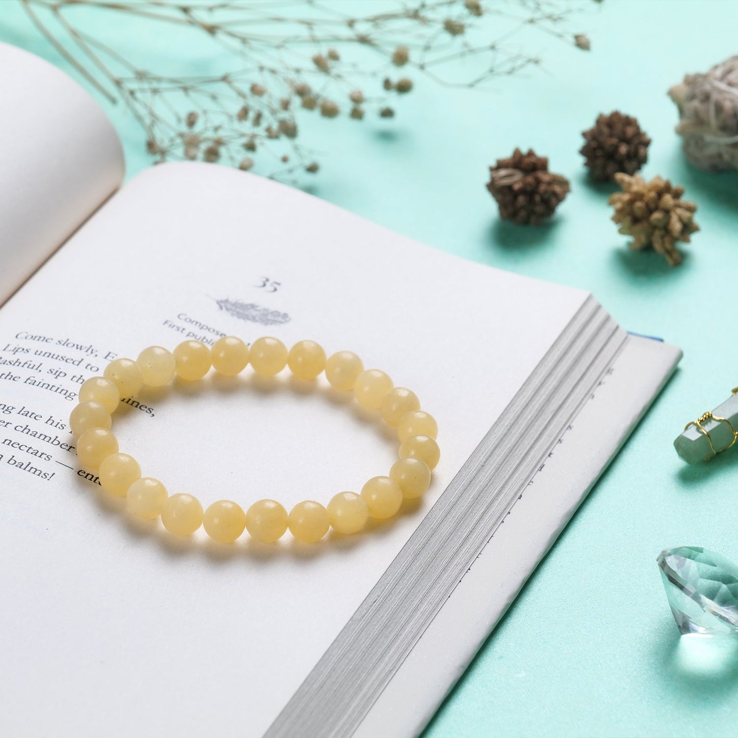 Yellow Aventurine Crystal Bracelet (Bead Size: 8mm, Length: 6-7 Inch)