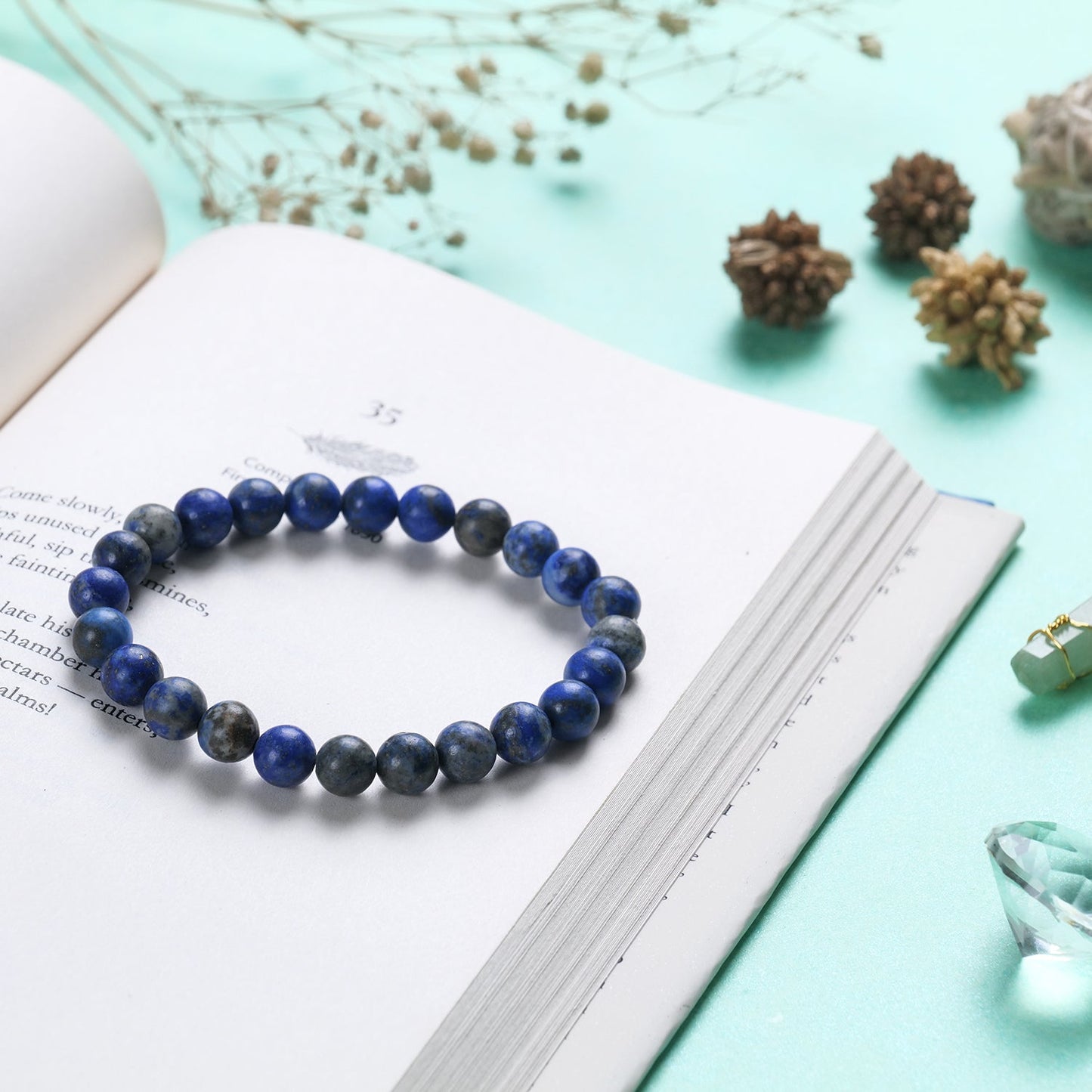 Lapis Lazuli Healing Crystal Bracelet (8mm Beads, Size: 6-7 Inch)