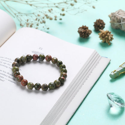 Unakite Crystal Bracelet (Bead Size: 8mm, Length: 6-7 Inch)