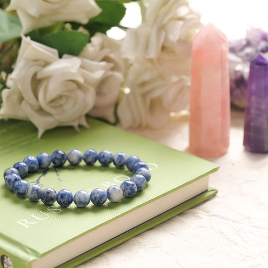 Sodalite Crystal Bracelet (Bead Size: 8mm, Length: 6-7 Inch)