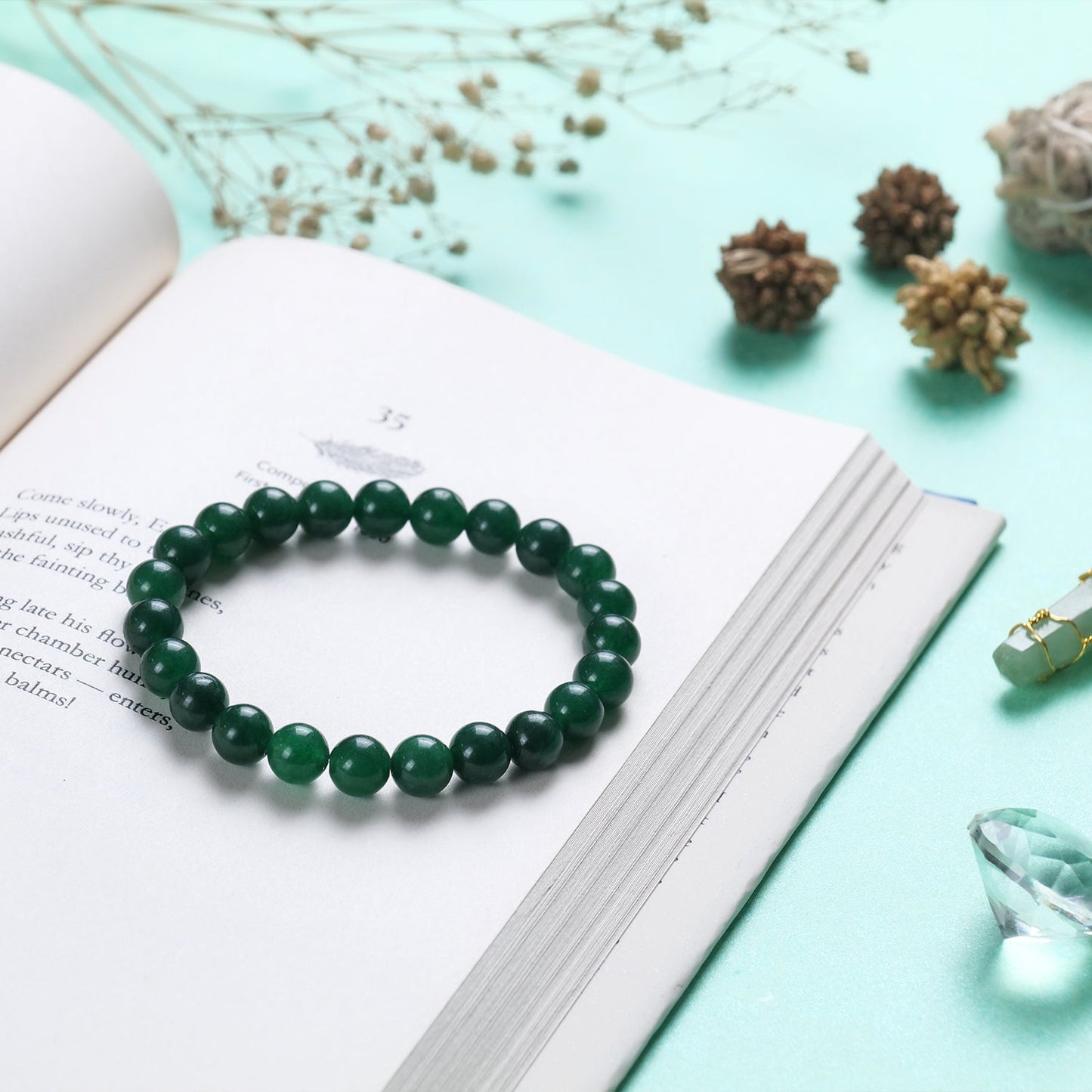 Green Aventurine Healing Crystal Bracelet (8mm Beads, Size: 6-7 Inch)