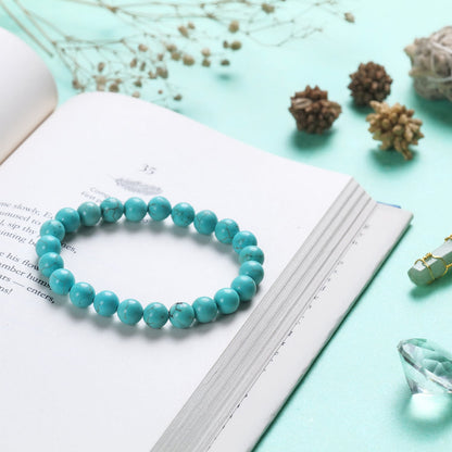 Turquoise Crystal Bracelet (Bead Size: 8mm, Length: 6-7 Inch)