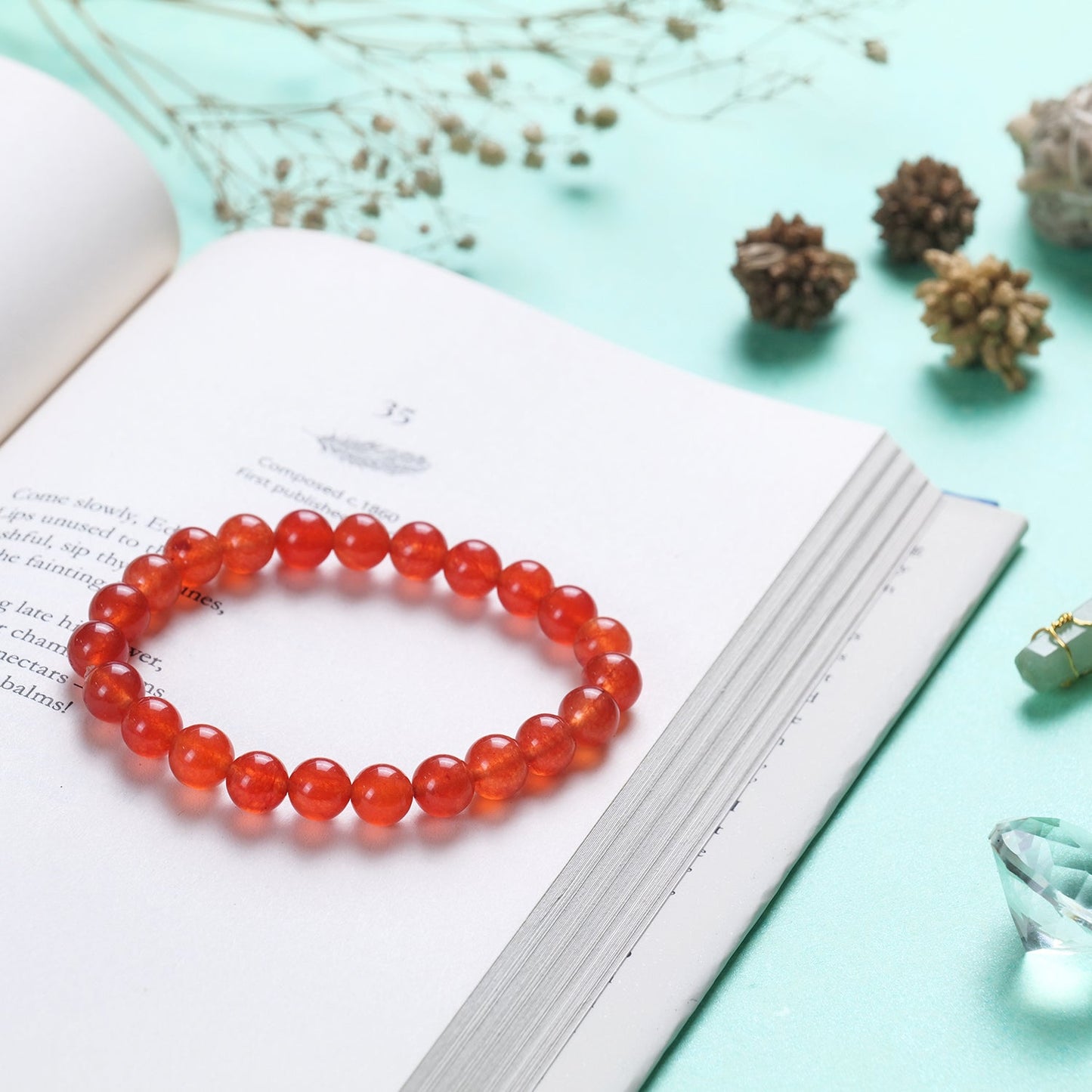 Carnelian Healing Crystal Bracelet (8mm Beads, Size: 6-7 Inch)