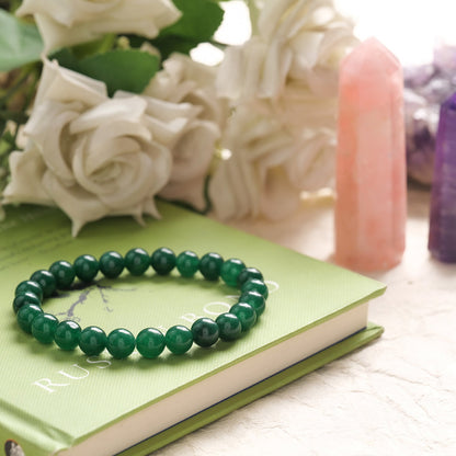 Green Aventurine Healing Crystal Bracelet (8mm Beads, Size: 6-7 Inch)