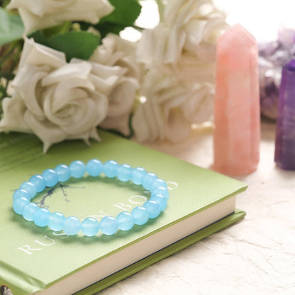 Aquamarine Healing Crystal Bracelet (8mm Beads, Size: 6-7 Inch)