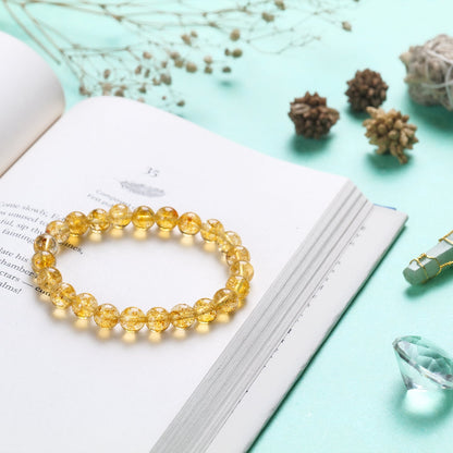 Citrine Crystal Bracelet (Bead Size: 8mm, Length: 6-7 Inch)