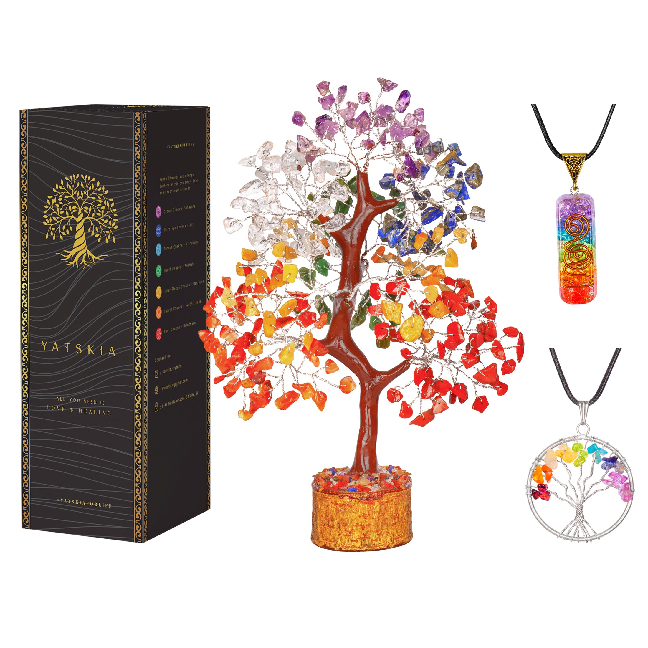 Seven Chakra Crystal Tree with Tree of Life Pendant – YatskiaCrystal