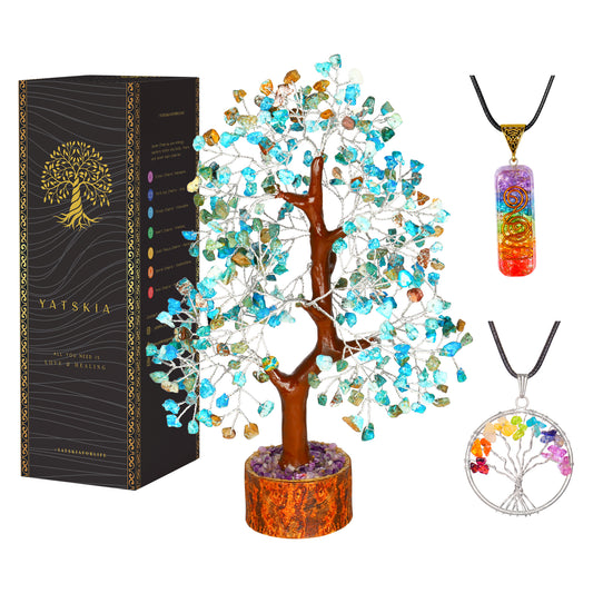 Turquoise Crystal Tree with Tree of Life Pendant