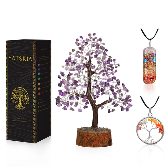 Amethyst Crystal Tree with Tree of Life Pendant