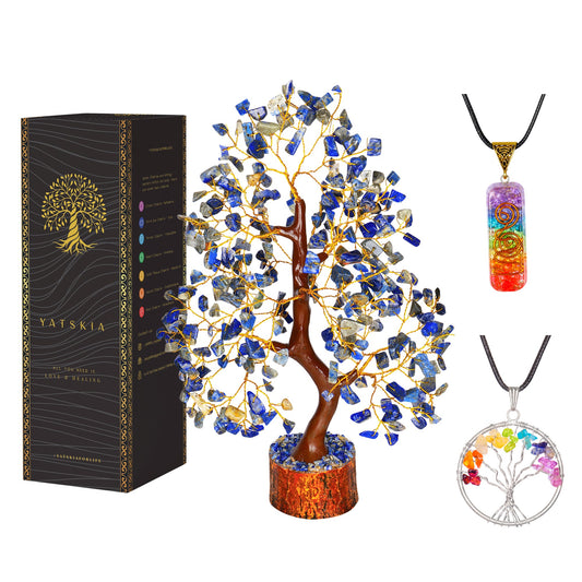 Lapis Lazuli Gemstone Tree with Tree of Life Pendant