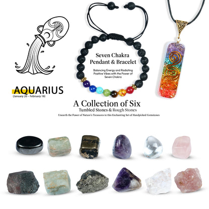 Aquarius Zodiac Crystals/Gemstones Kit for Women & Men (January 20 to February 18)