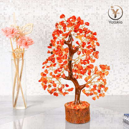 Carnelian Gemstone Tree with Tree of Life Pendant