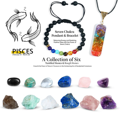 Pisces Zodiac Crystals and Birthstones Set for Women/Men (February 19 to March 20)