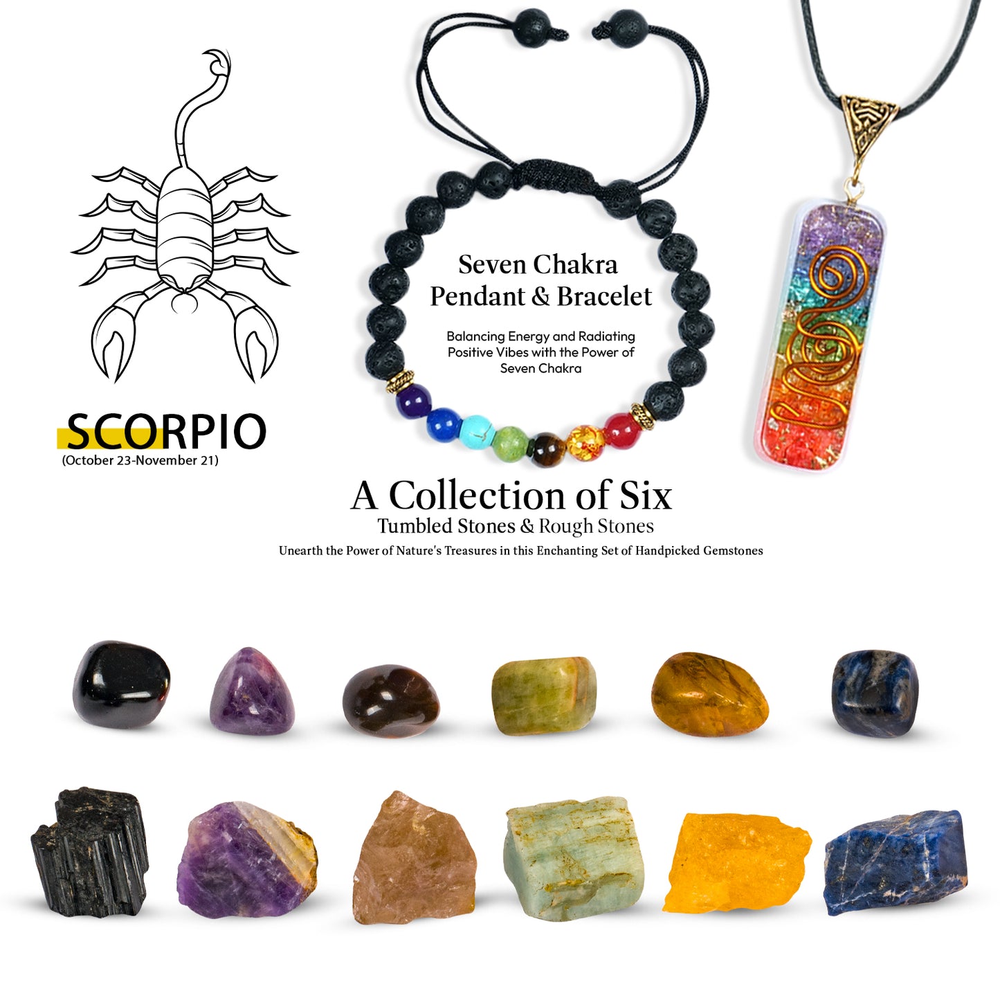 Scorpio Zodiac Crystals and Gemstones Kit Men/Women (October 23 - November 21)