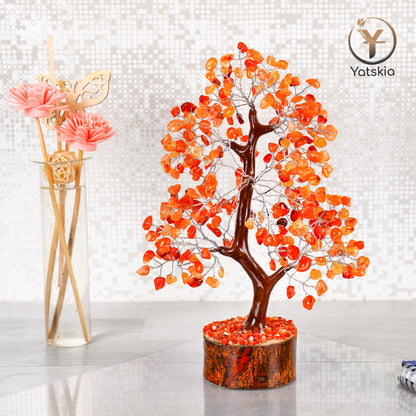 Carnelian Crystal Tree with Tree of Life Pendant