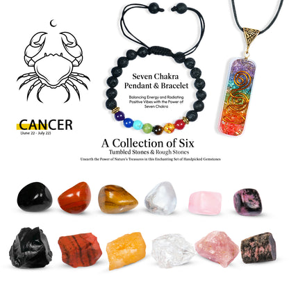 Cancer Zodiac Crystals and Stones Kit for Women & Men (June 21 - July 22)