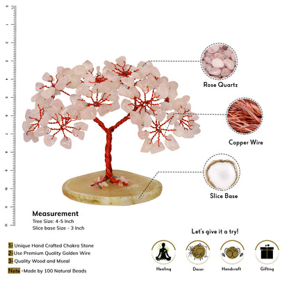 Rose Quartz Tree with Tree of life Pendant and Chakra Bracelet