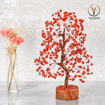 Red Jasper Crystal Tree with Tree of Life Pendant