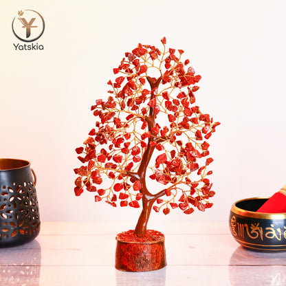 Red Jasper Gemstone Tree with Tree of Life Pendant