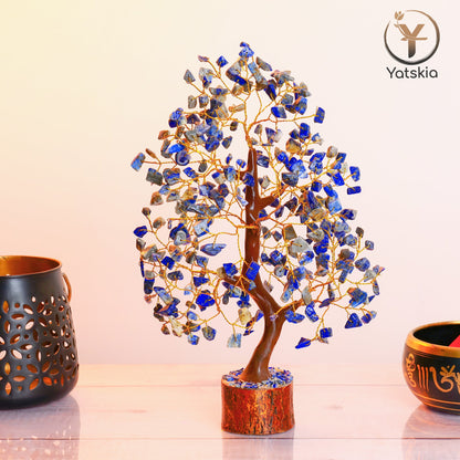 Lapis Lazuli Gemstone Tree - Crystal Money Tree - Crystal Room Decor - Golden Wire Size: 10-12 Inch