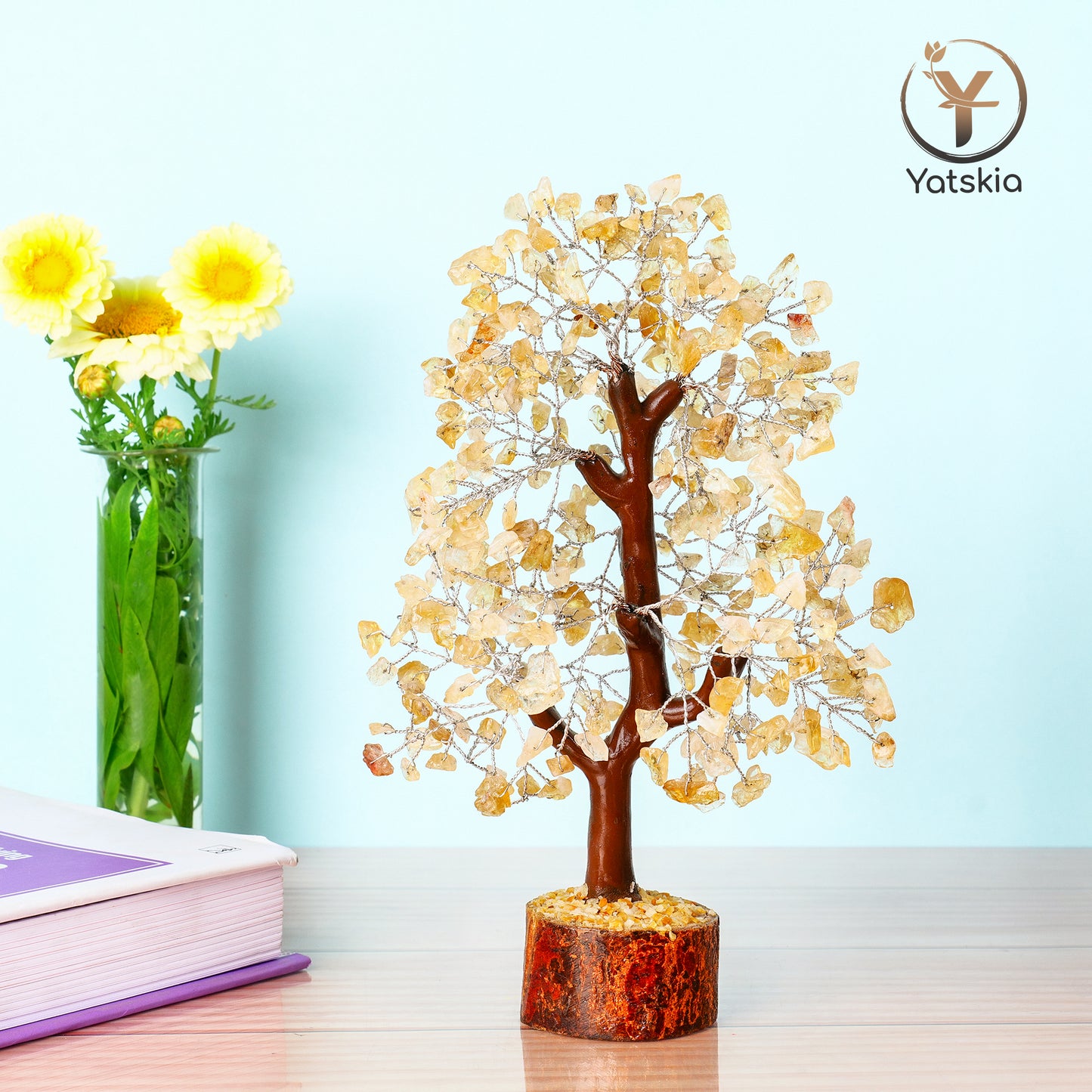 Citrine Crystal Tree with Tree of Life Pendant