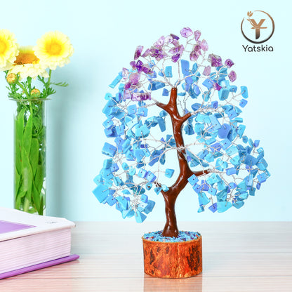 Amethyst and Turquoise Crystal Tree with Tree of Life Pendant