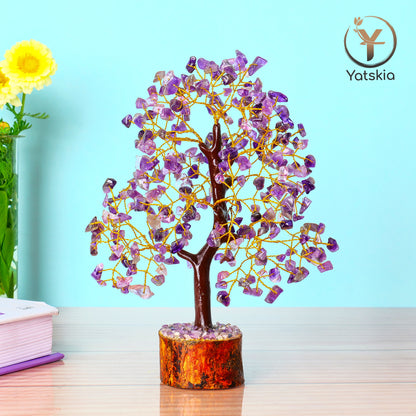 Amethyst Gemstone Tree with Tree of Life Pendant