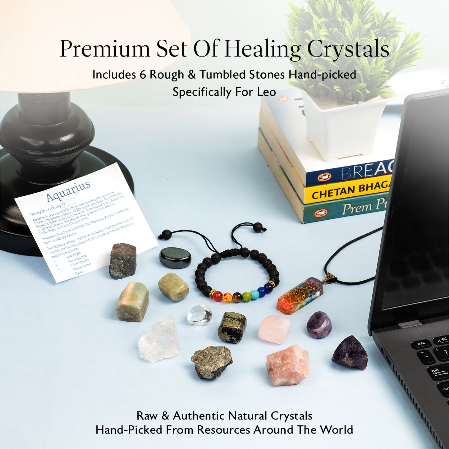 Aquarius Zodiac Crystals/Gemstones Kit for Women & Men (January 20 to February 18)