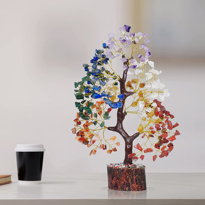 Seven Chakra Gemstone Tree with Tree of Life Pendant