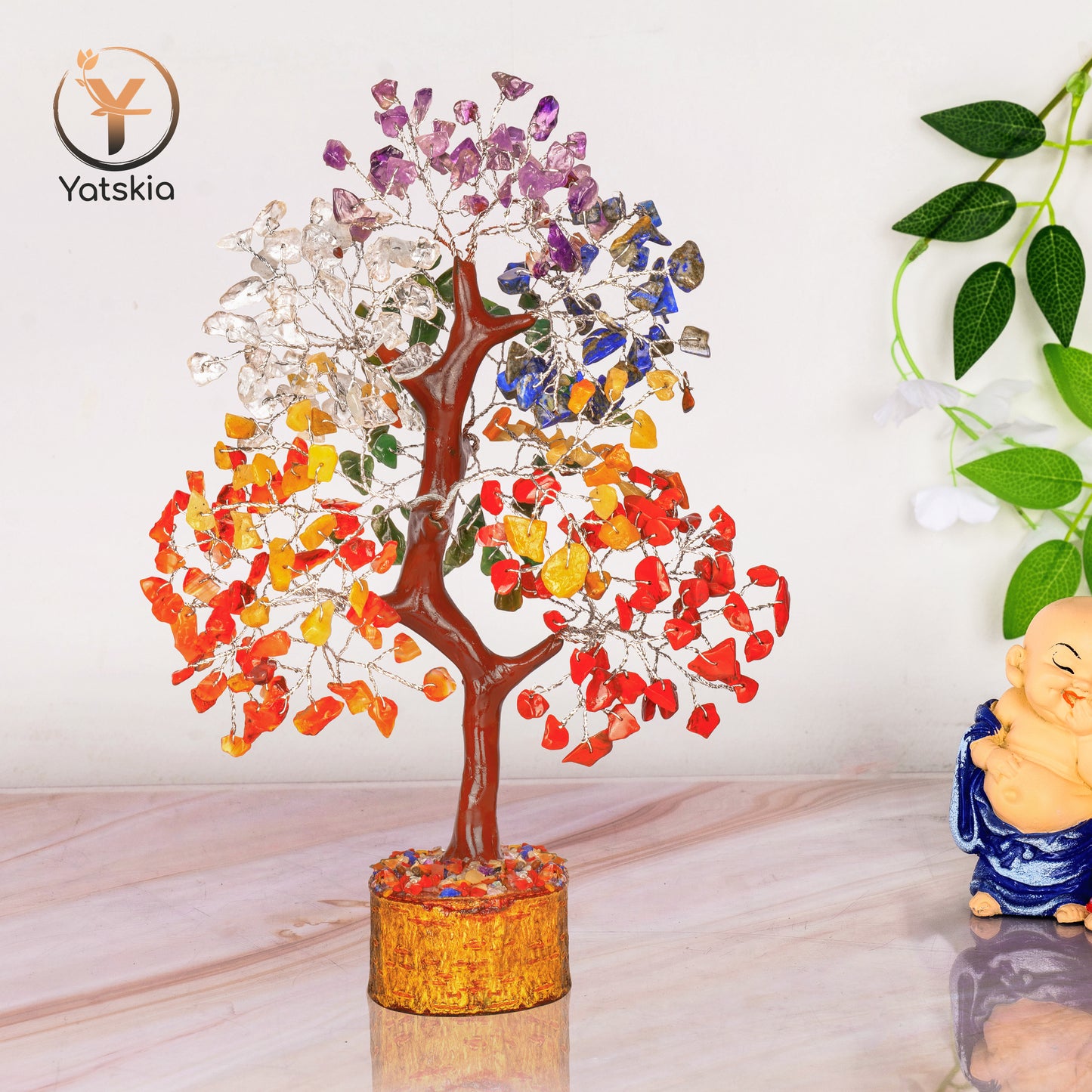 Seven Chakra Crystal Tree with Tree of Life Pendant