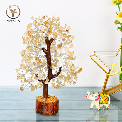 Citrine Crystal Tree with Tree of Life Pendant