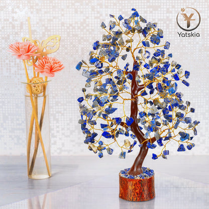 Lapis Lazuli Gemstone Tree - Crystal Money Tree - Crystal Room Decor - Golden Wire Size: 10-12 Inch