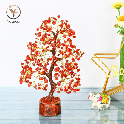 Red Jasper Gemstone Tree with Tree of Life Pendant