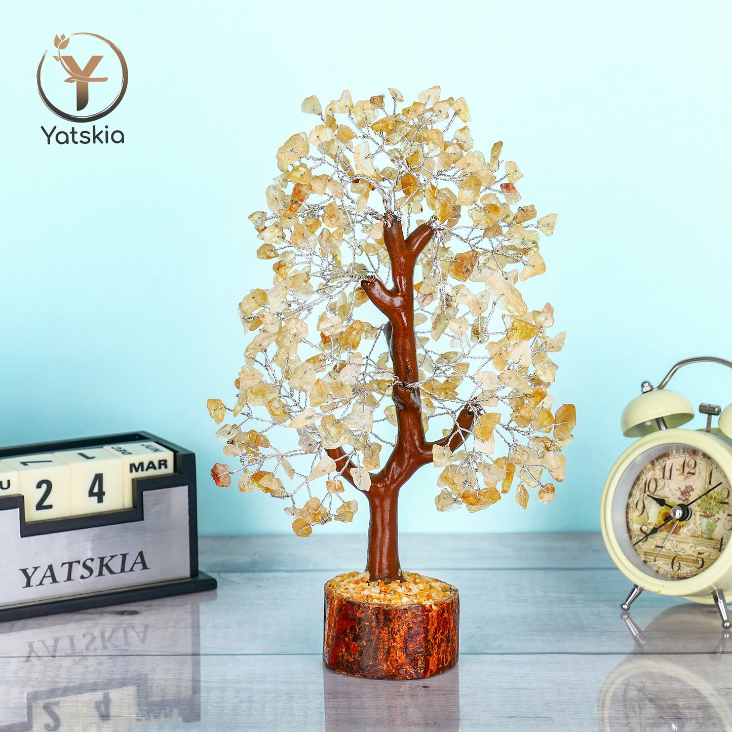 Citrine Crystal Tree with Tree of Life Pendant