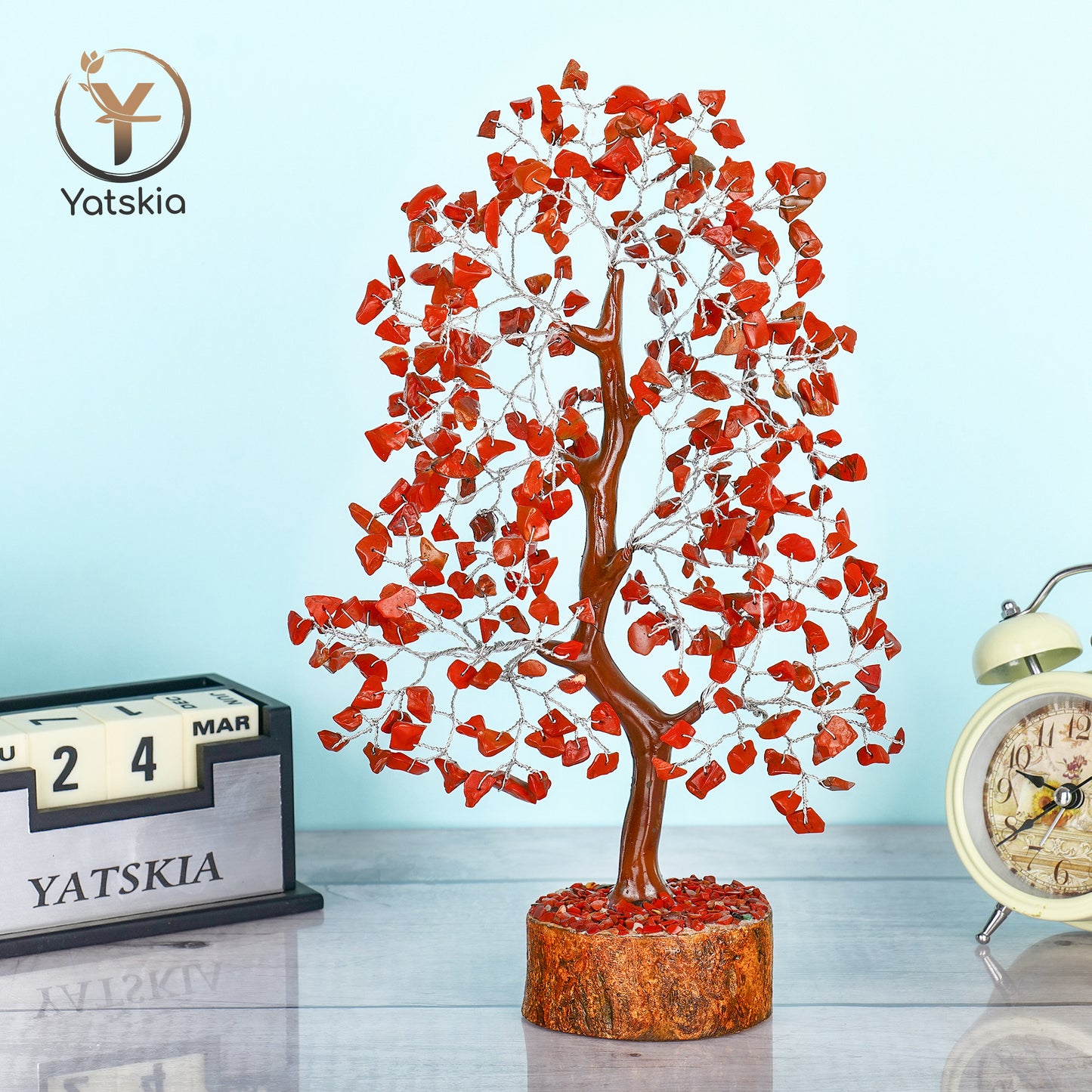 Red Jasper Crystal Tree with Tree of Life Pendant