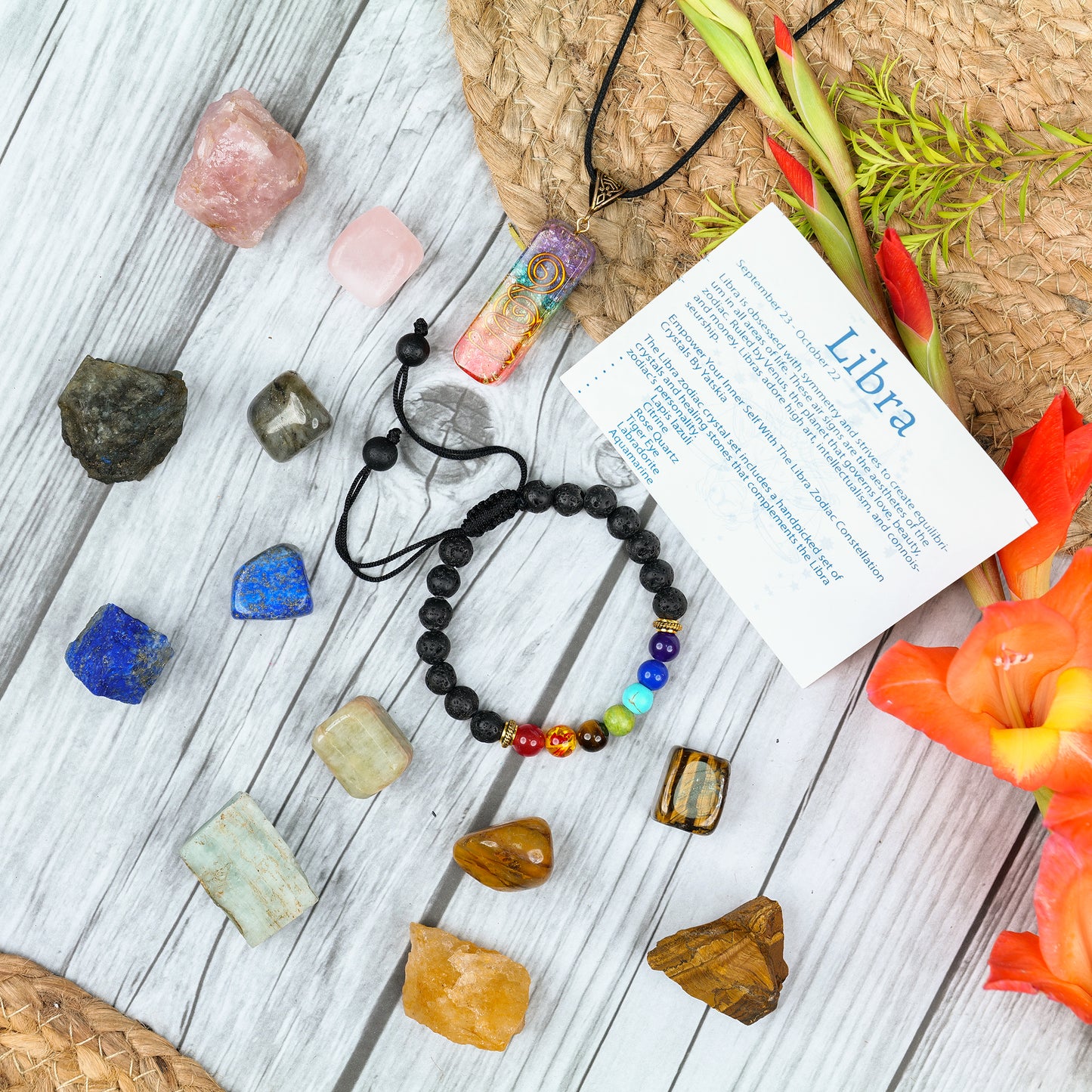 Libra Crystals and Gemstones Kit For Men/Women (September 22 to October 23)