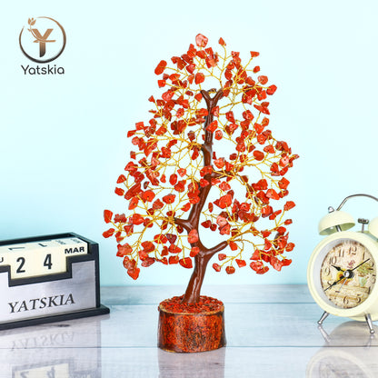 Red Jasper Gemstone Tree with Tree of Life Pendant