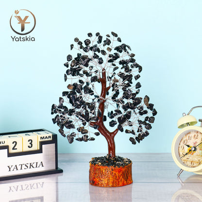 Black Tourmaline Crystal Tree with Tree of Life Pendant