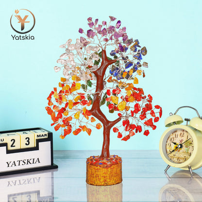 Seven Chakra Crystal Tree with Tree of Life Pendant