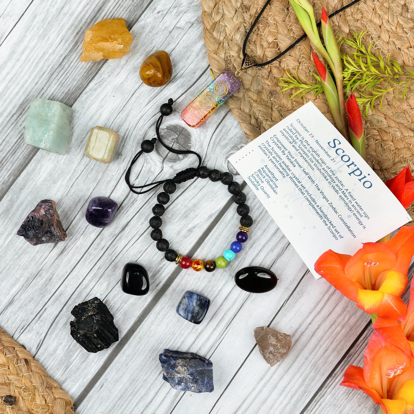 Scorpio Zodiac Crystals and Gemstones Kit Men/Women (October 23 - November 21)